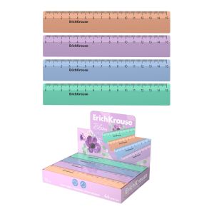 Линейка пластиковая ErichKrause Pastel Bloom, 15см, ассорти 