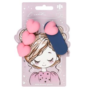 Набор заколок для волос «клик-клак», «зажим», софт-тач, арт. 71755 СЕРДЕЧКИ 2шт