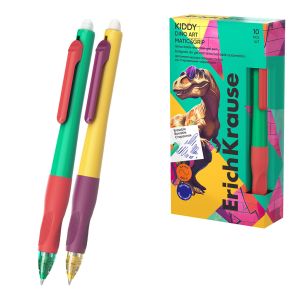 Ручка гелевая автоматическая сo стираемыми чернилами ErichKrause Kiddy Matic&Grip Dino Art 0.5, цвет