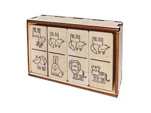 Домино деревянное "Зверята" 28 фишек (60х27мм)