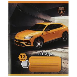 Тетрадь, Ламборгини 12 листов, клетка, диз 2