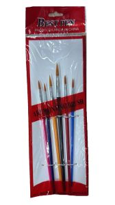 Кисти набор разноцветные тонкие 6 шт Best pen
