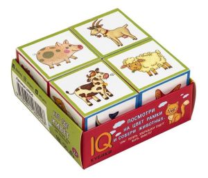 IQ кубики. 4 кубика в поддончике. Кто где живёт. 2+