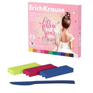 Пластилин классический ErichKrause Pointes 12 цветов со стеком, 180 г 
