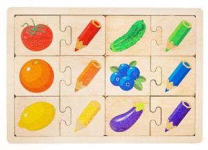 Игра развивающая деревянная "Цвета" (парные пазлы) 00736