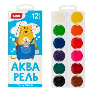 Алф-002 Акварель FUNNY FRIENDS, 12 цветов, б/к