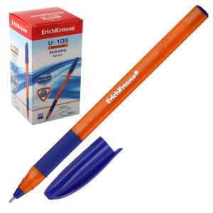 Ручка шариковая ErichKrause U-109 Stick&Grip Orange 0.7, Ultra Glide Technology, цвет чернил синий 