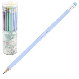 Чернографитный карандаш ErichKrause Pastel Bloom, трехгранный , с ластиком, HB 