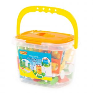 Конструктор "Построй свой город". 61 элемент (в ведёрке).