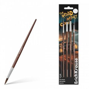 Кисти ErichKrause Road Beast для акварели и гуаши, пони, 4 штуки 