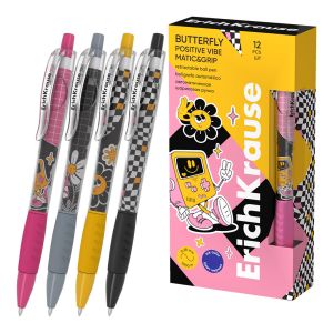 Ручка шариковая автоматическая ErichKrause Butterfly Matic&Grip Positive Vibe 0.7, Super Glide Tech,