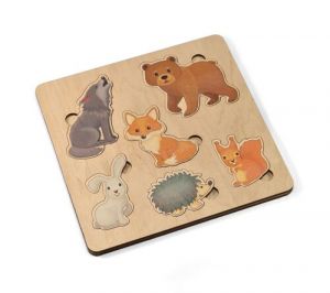 Игра развивающая деревянная "Лесные животные" (21х21см) 00764