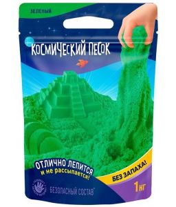 Игрушка для детей "Космический песок" 1 кг, дой-пак, зеленый
