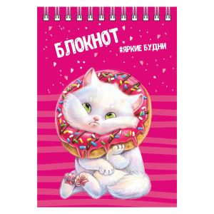 Блокнот, А6, 80 л, КОТ / клетка