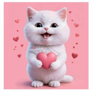 Алмазная мозаика КОТЕНОК С СЕРДЕЧКОМ 30x30 см