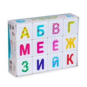 Кубики пластмассовые "Школа дошколят. Весёлый алфавит" 12 шт 00707