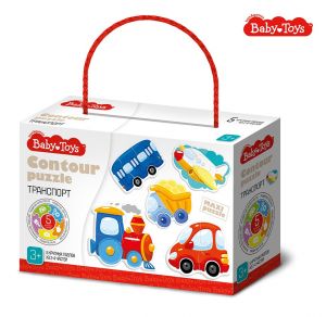 Пазлы контурные "Транспорт" Baby Toys (5 карт. 15 эл) 04118
