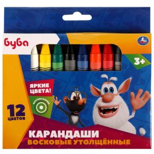Восковые карандаши БУБА утолщённые, 12 цветов