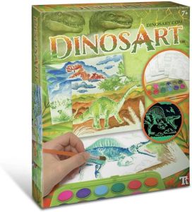 Серия Dino: Набор для рисования с палитрой и готовыми эскизами (5 эскизов, краски, кисти)
