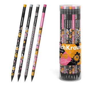 Чернографитный карандаш пластиковый ErichKrause Positive Vibe, круглый, с ластиком, НВ 