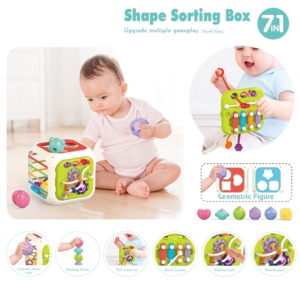 Детский бизи-кубик 7 в 1 SHAPE SORTING BOX