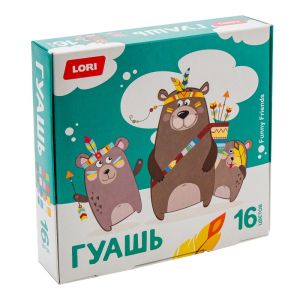 Гф-004 Гуашь FUNNY FRIENDS, 16 цветов по 15 мл