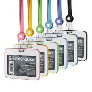 Бейдж горизонтальный в комплекте с силиконовой лентой ErichKrause книжка, размер вставки 85х54 мм, а