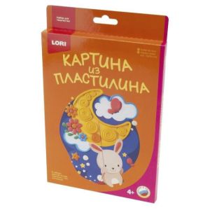 Пз/Пл-010 Картина из пластилина "Зайка на луне"
