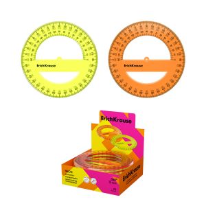 Транспортир пластиковый ErichKrause Neon, 360°/12см, ассорти 