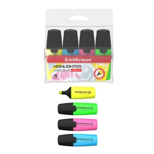 Набор из 4 текстмаркеров ErichKrause Visioline V-12 Mini Neon, цвет чернил: желтый, зеленый, розовый
