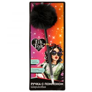 Ручка шариковая с пуш.топпером,  (диз 2) TIK TOK GIRL 