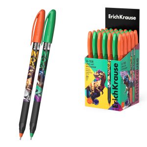 Ручка шариковая ErichKrause U-109 Stick&Grip Dino Art 1.0, Ultra Glide Technology, цвет чернил синий